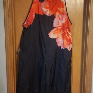 Floral Black and Red Women's Dress